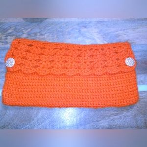 Handcrafted Orange Crochet Clutch NEW Vintage Style
